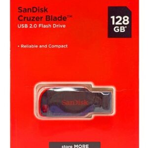 sandisk cruzer blade usb flash drive, 128 gb, black/red (sdcz50 128g a46)