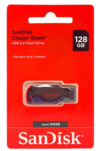 sandisk cruzer blade usb flash drive, 128 gb, black/red (sdcz50 128g a46)